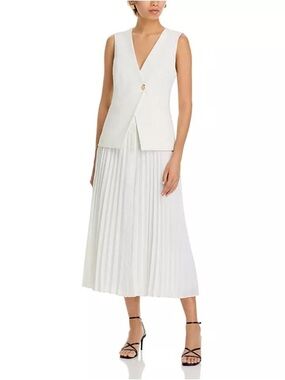 Derek Lam 10 Crosby Lauren Mixed Media Pleated Midi Dress
